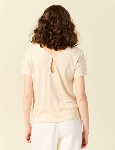 T-shirt manches courtes creme femme