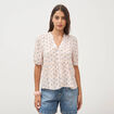 Chemise droite col v manches courtes rose femme