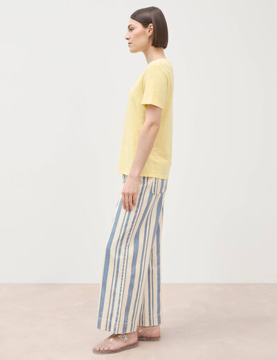 T-shirt manches courtes jaune pastel femme