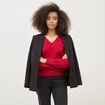 Pull droit col v manches longues rouge femme