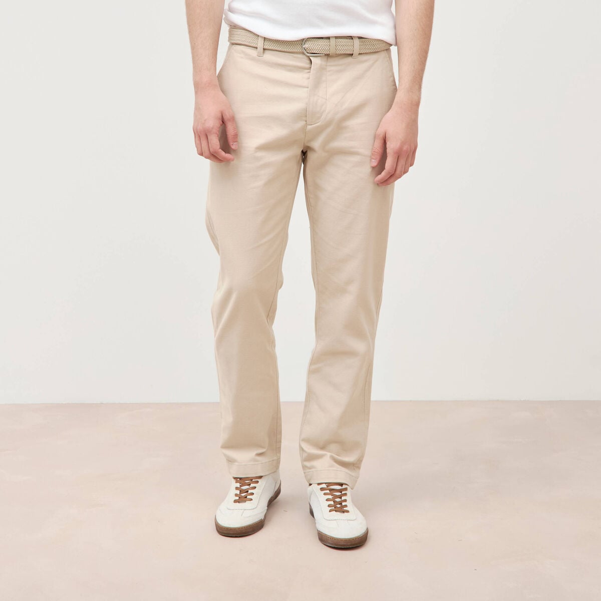Pantalon chino avec ceinture sable homme