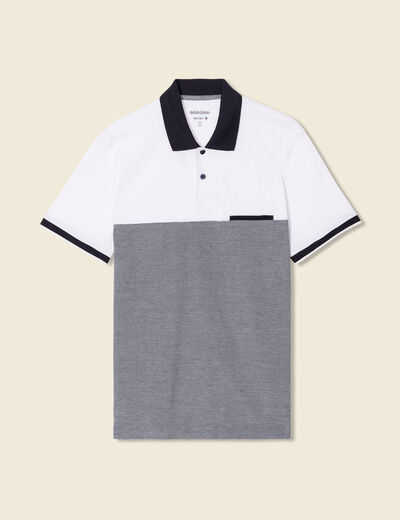 Polo cintr&eacute; manches courtes bleu marine homme