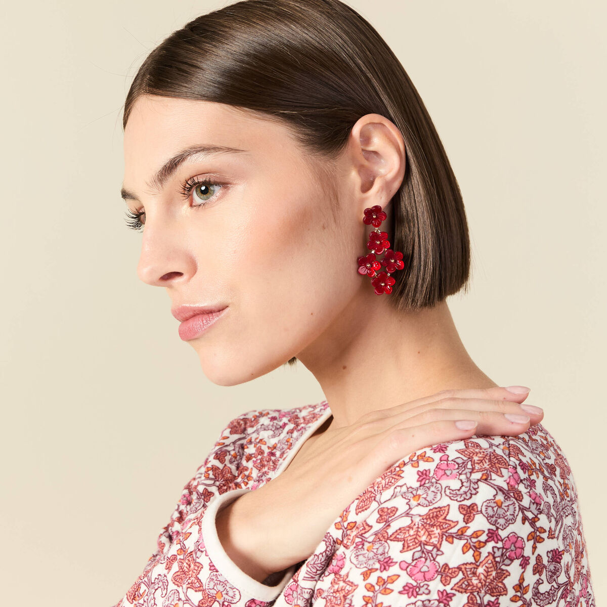 Boucles d'oreilles double cœur en cuir rouge – Bijoux artisanaux – Fait main en France