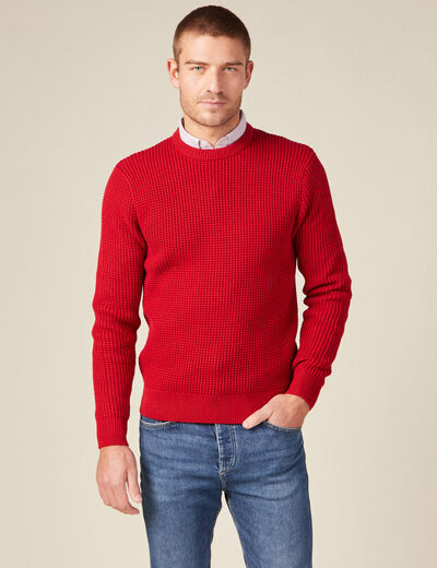 Pull éco-responsable rouge foncé homme