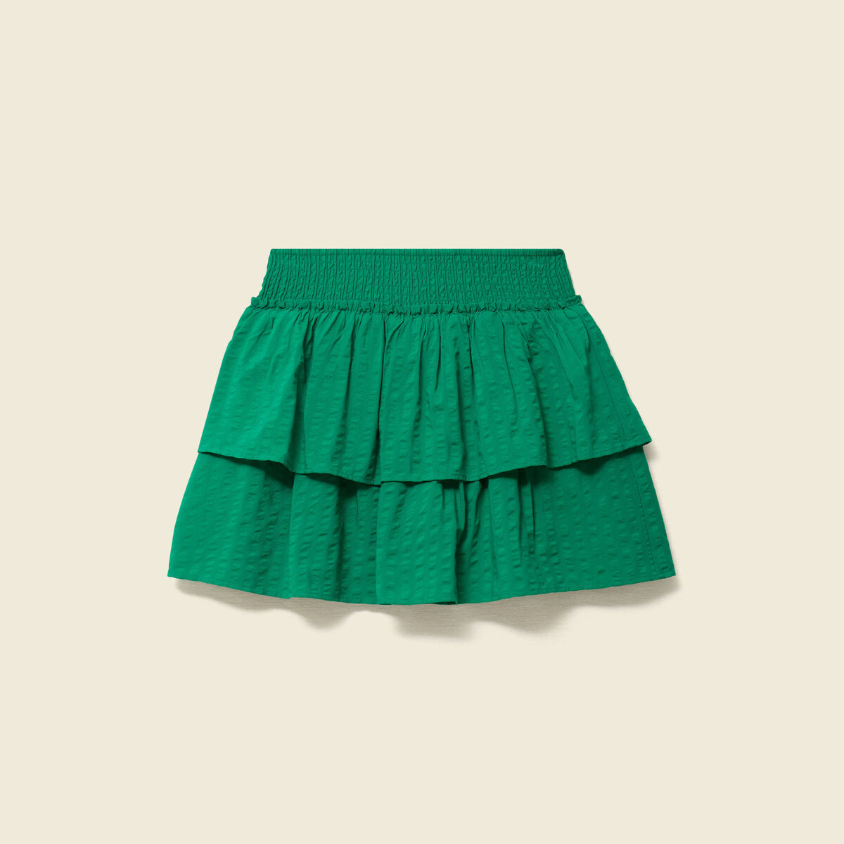 Jupe courte &eacute;vas&eacute;e doubl&eacute;e vert femme