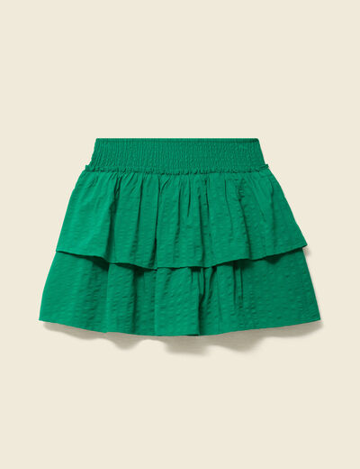 Jupe courte &eacute;vas&eacute;e doubl&eacute;e vert femme