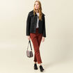 Pantalon chino cigarette rouge fonc&eacute; femme