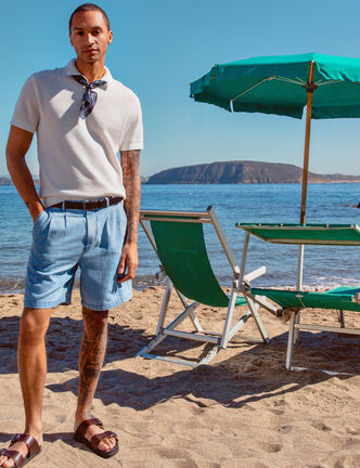Polo manches courtes ecru homme