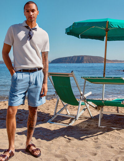 Polo manches courtes ecru homme