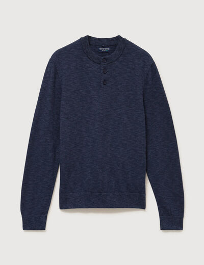 Pull manches longues bleu marine homme