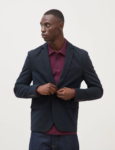 Veste blazer cintr&eacute;e bleu marine homme