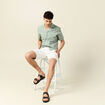 Chemise manches courtes vert olive homme