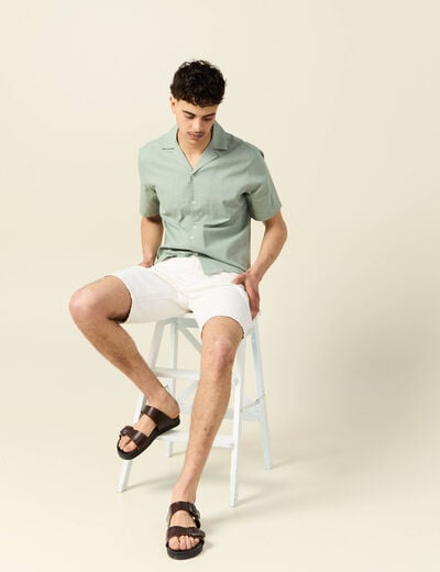 Chemise manches courtes vert olive homme