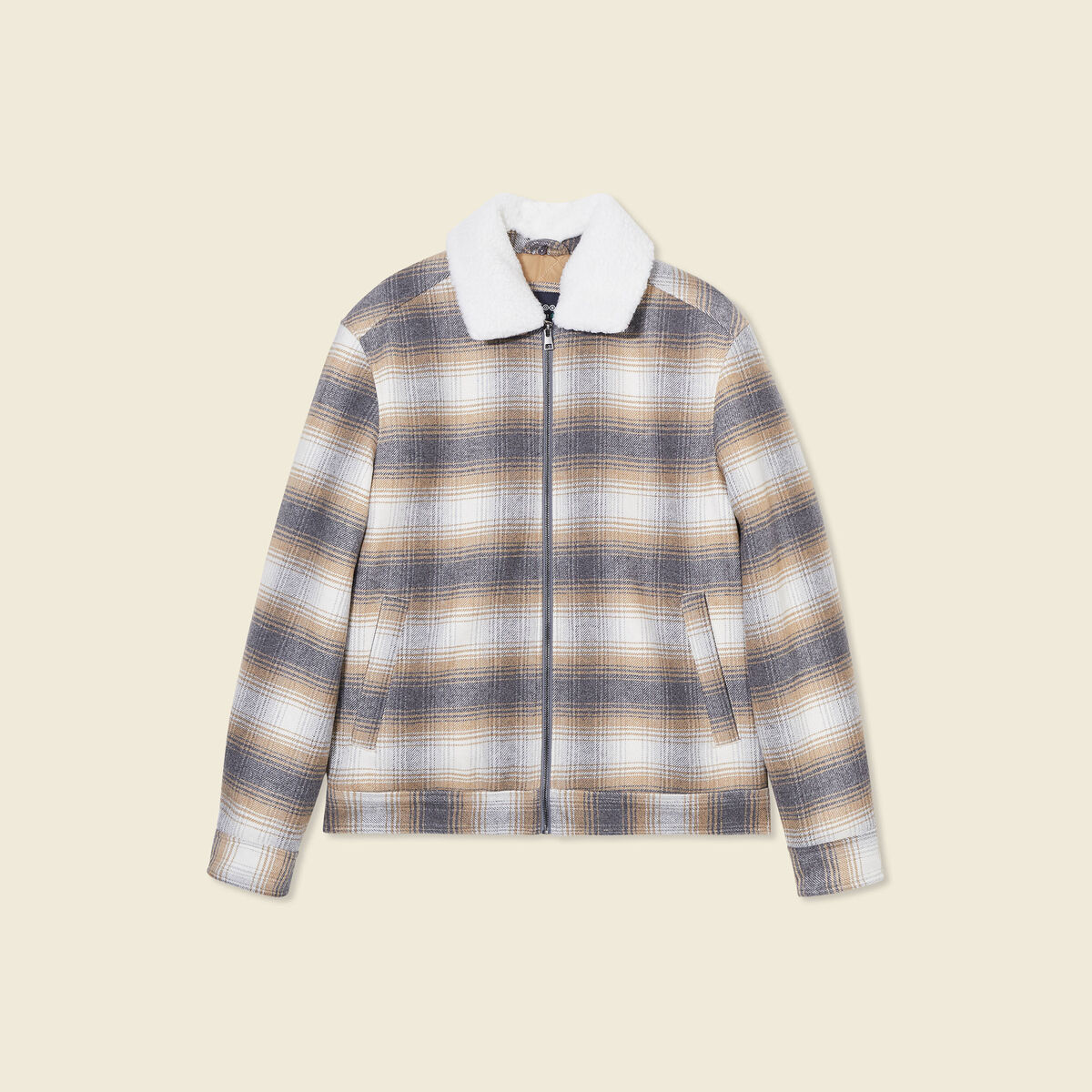 Blouson zippé col aviateur gris foncé homme