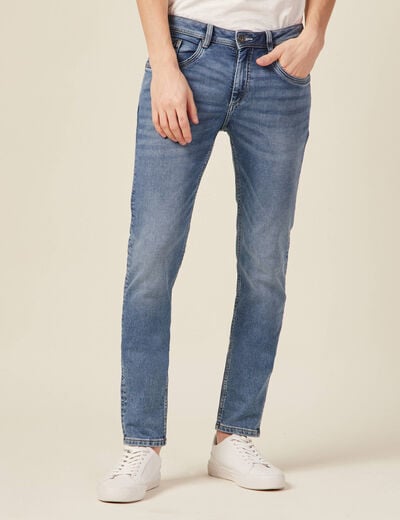 Jeans homme slim effet used denim double stone homme