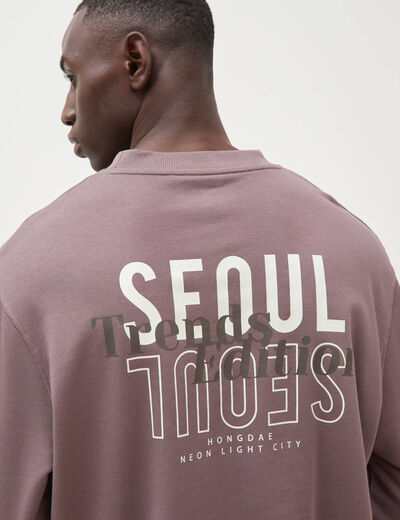 Sweat col rond manches longues mauve homme