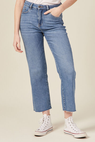 Jeans bootcut cropped denim used femme