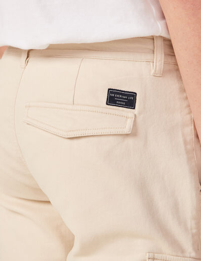 Pantalon cargo taille à cordon beige homme