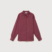 Chemise droite manches longues fluide bordeaux femme