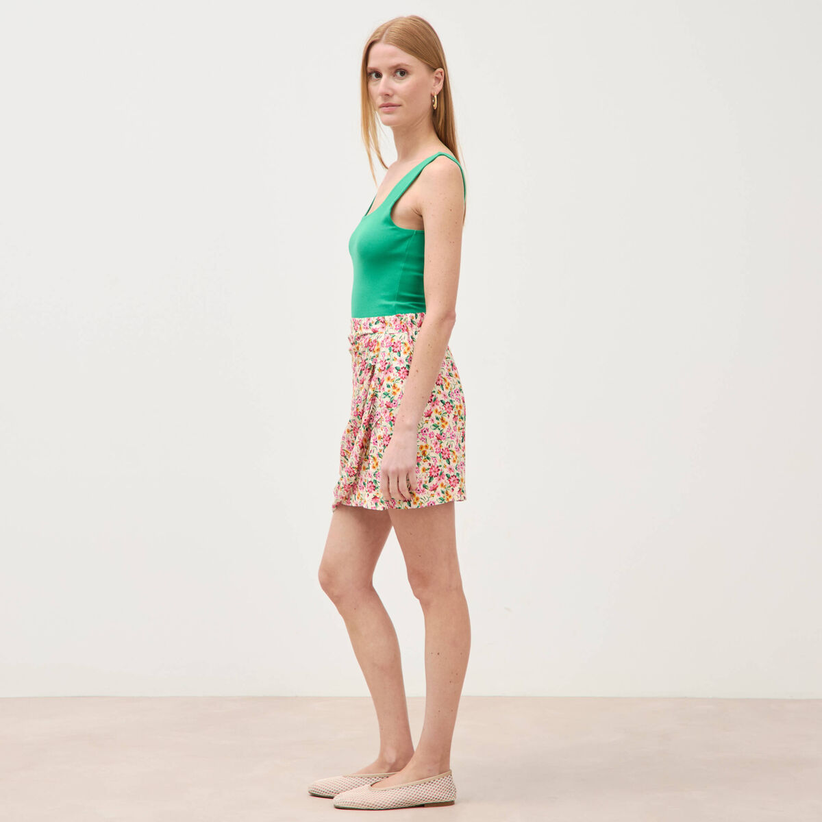 Jupe fluide doubl&eacute;e multicolore femme