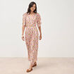 Robe fluide col v manches courtes multicolore femme