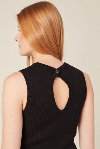 Pull débardeur éco-responsable noir femme
