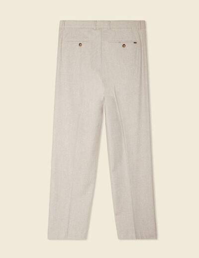 Pantalon chino large à pinces beige homme