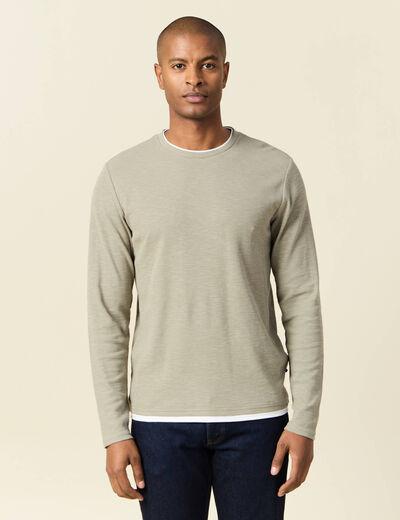 T-shirt manches longues vert kaki homme