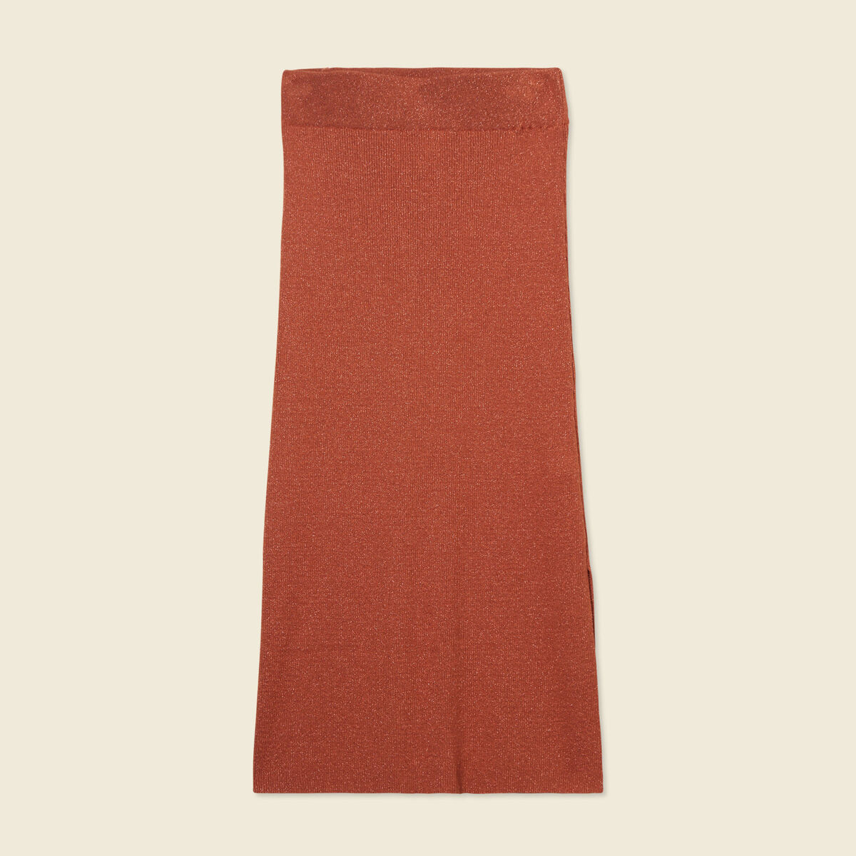 Jupe longue ajust&eacute;e en tricot orange fonc&eacute; femme
