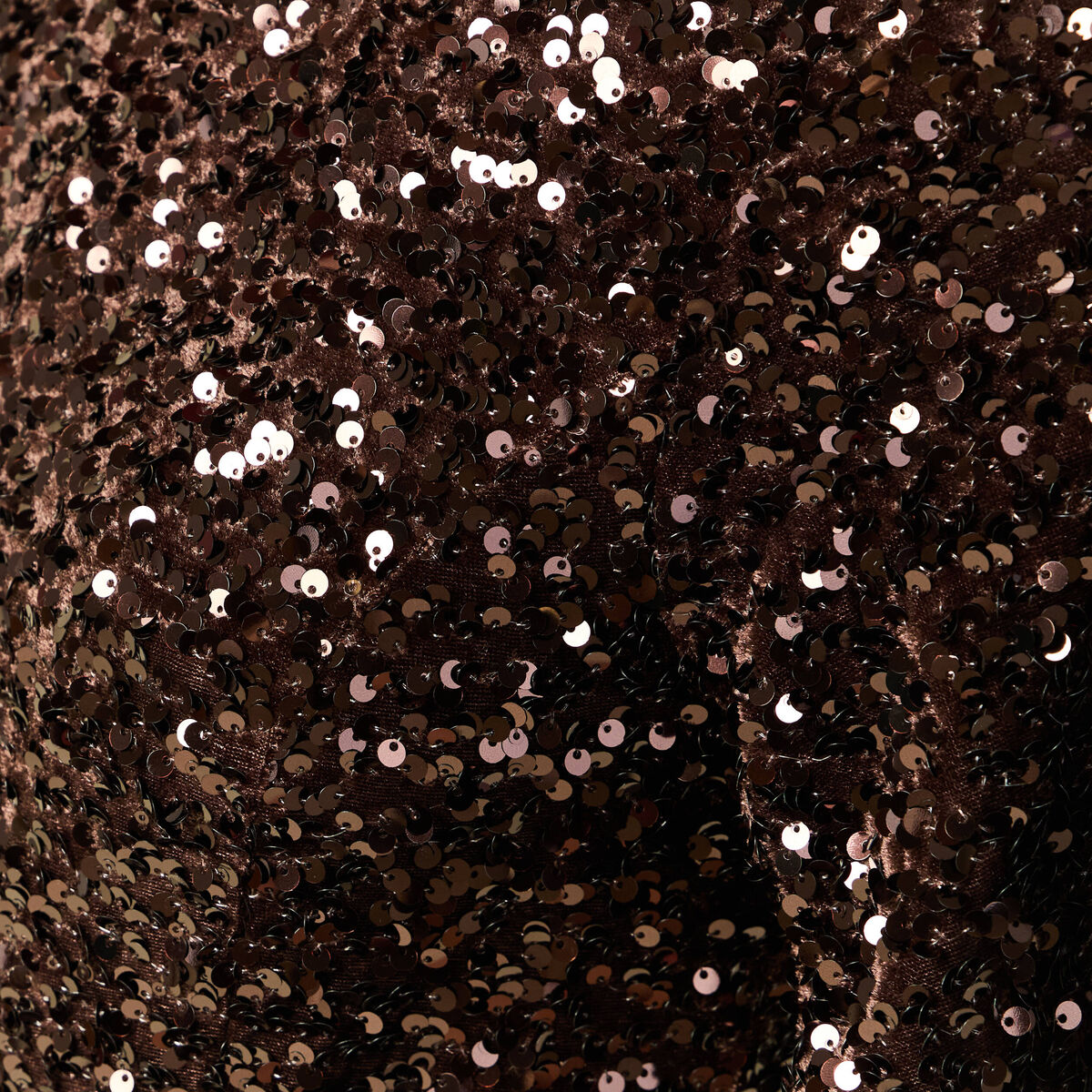 Robe manches courtes &agrave; sequins marron femme