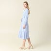 Robe longue évasée ceinturée bleu ciel femme
