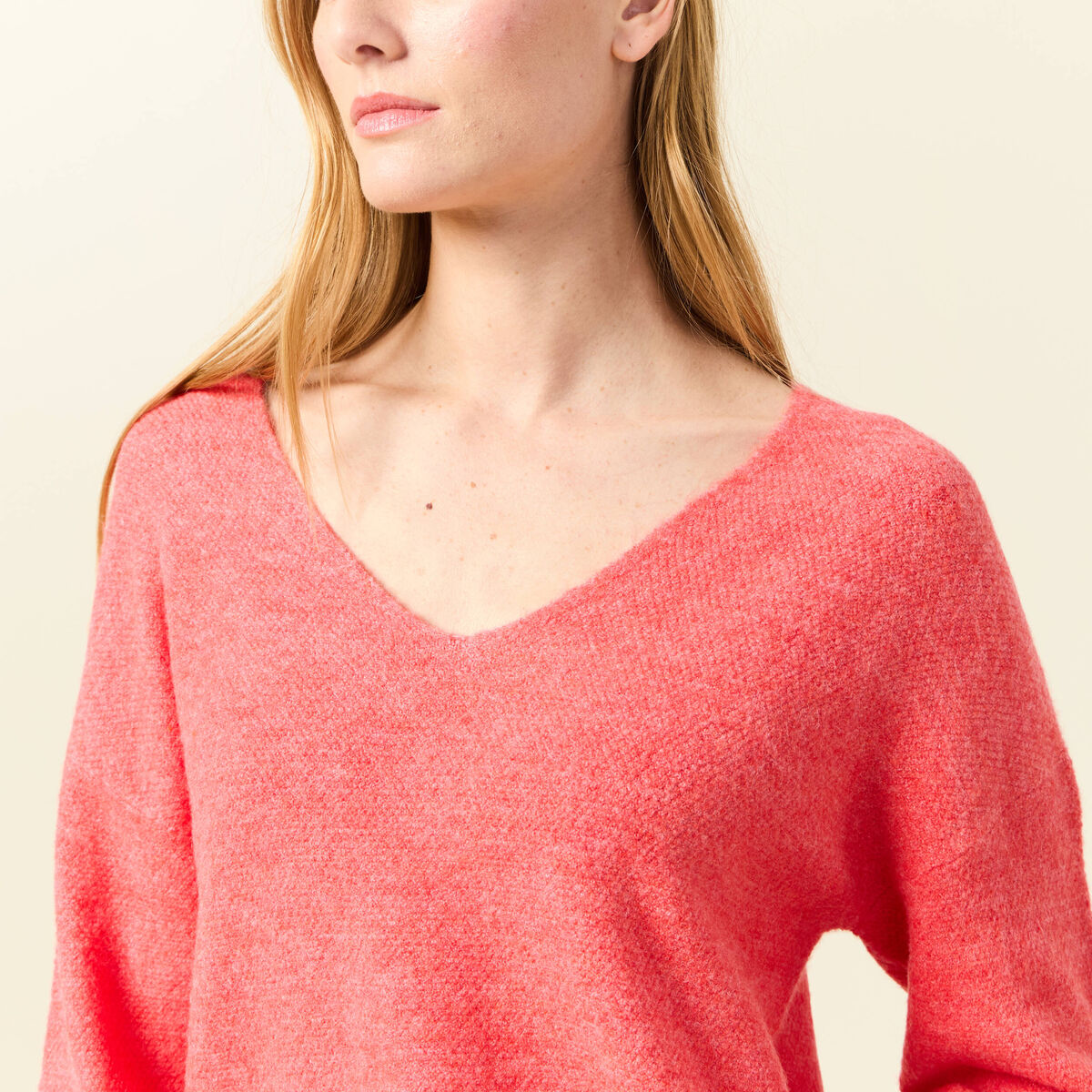 Pull manches longues orange femme