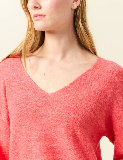 Pull manches longues orange femme