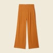 Pantalon large fluide marron femme