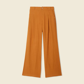 Pantalon large fluide marron femme