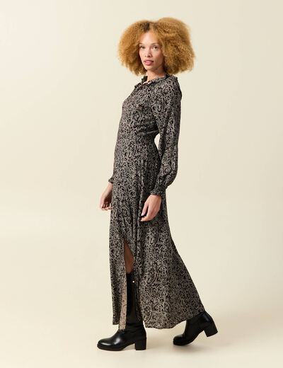 Robe manches longues noir femme