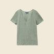 T-shirt en lin vert kaki femme