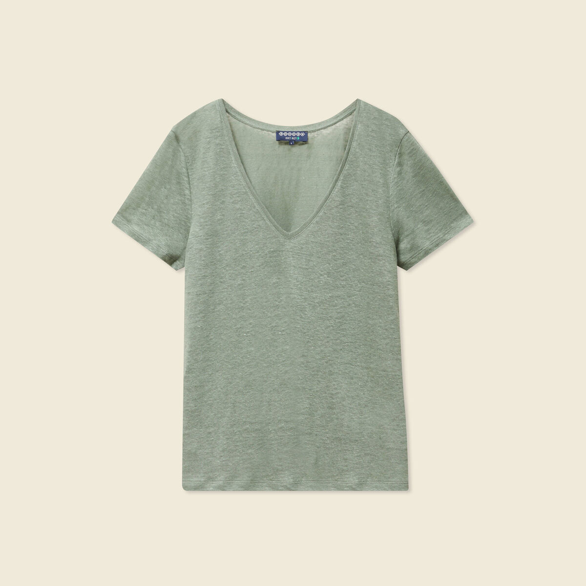 T-shirt en lin vert kaki femme
