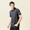 Polo cintr&eacute; manches courtes col polo bleu marine homme