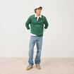 Polo manches longues broderie vert homme