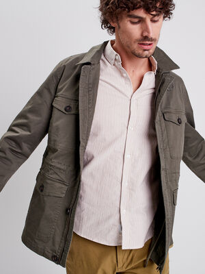 Veste droite boutonnee vert kaki homme