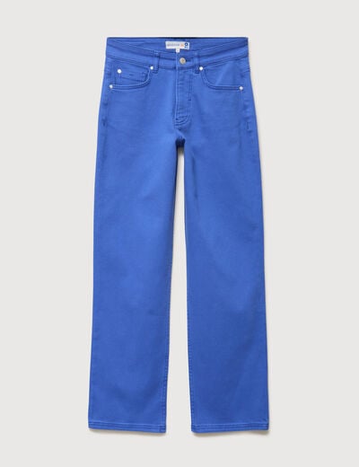 Pantalon straight taille haute bleu electrique femme