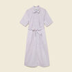 Robe longue droite manches courtes bleu ciel femme