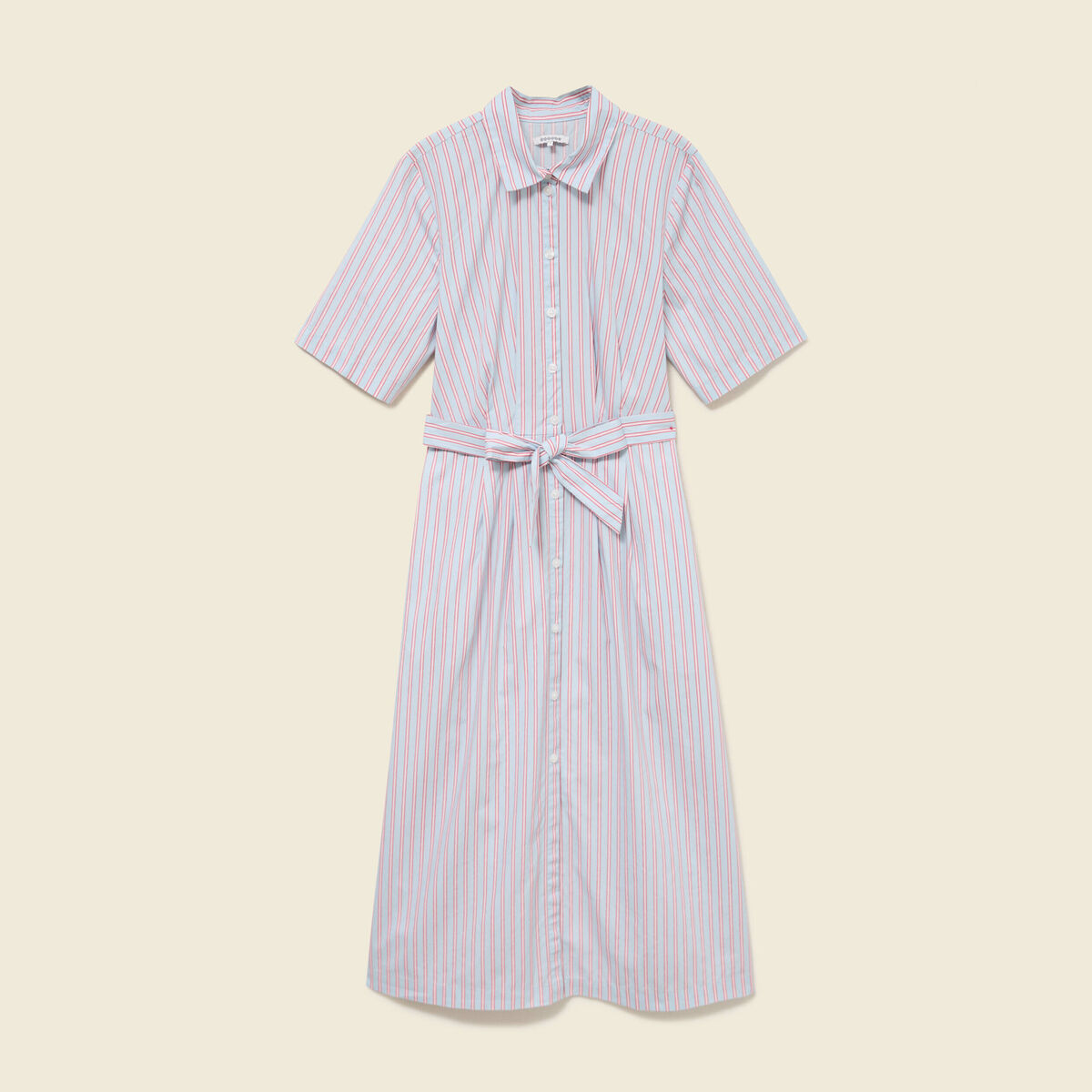 Robe longue droite manches courtes bleu ciel femme