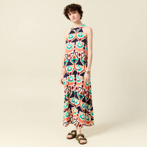 Robe longue droite orange femme