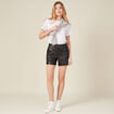 Short droit simili cuir &agrave; pont noir femme