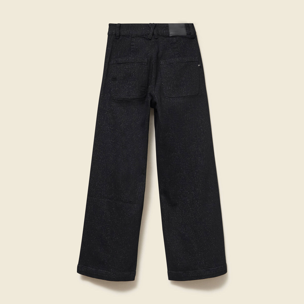 Jeans large taille haute denim noir femme