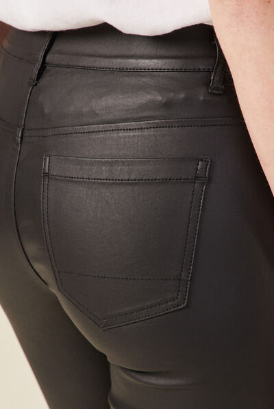 Tregging skinny denim noir enduit femme