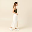 Bustier cropped côtelé vert kaki femme