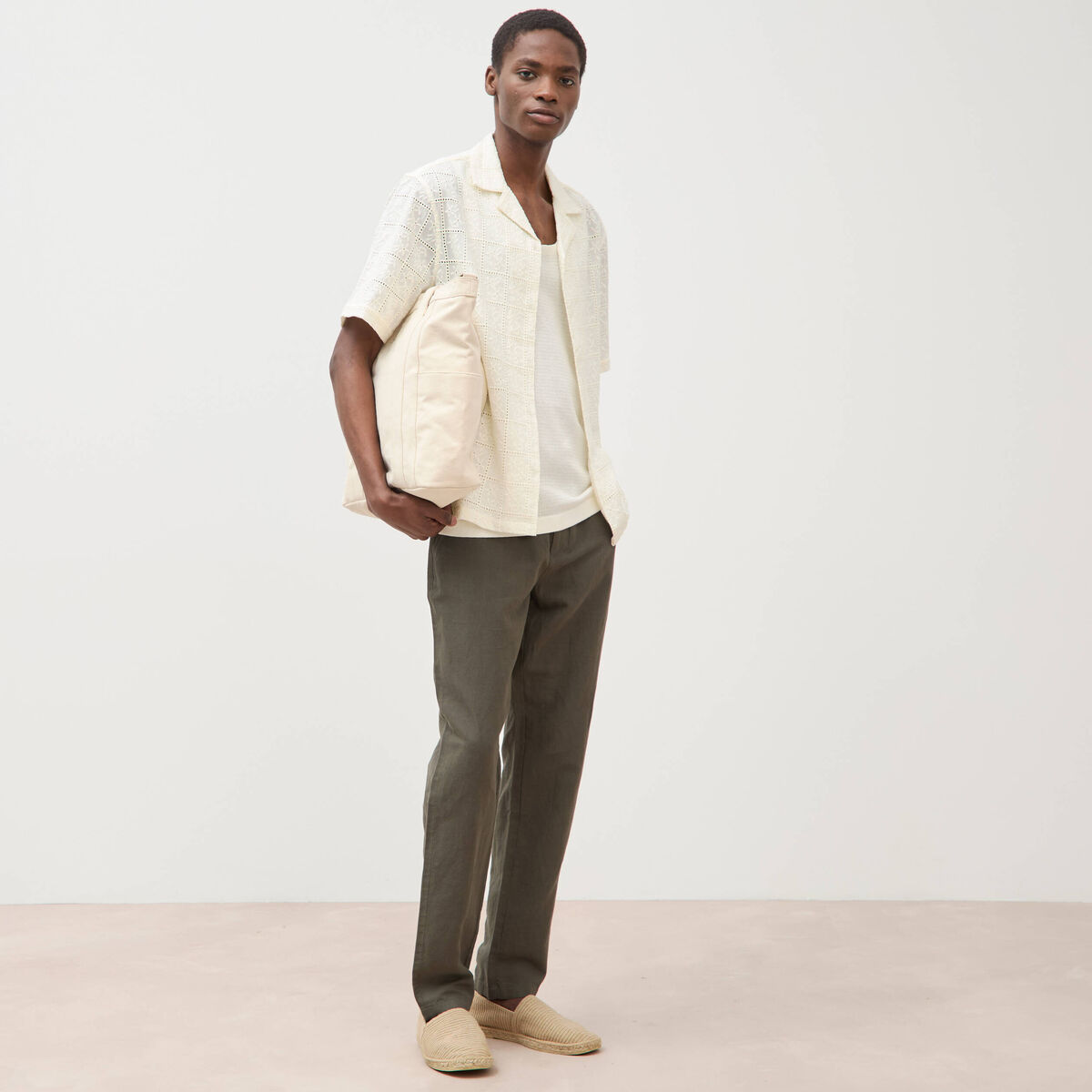 Chino coupe droite longueur 32 vert fonc&eacute; homme